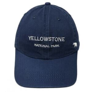 Fahrenheit Yellowstone National Park Bear Blue One Size Baseball Cap Hat Cotton